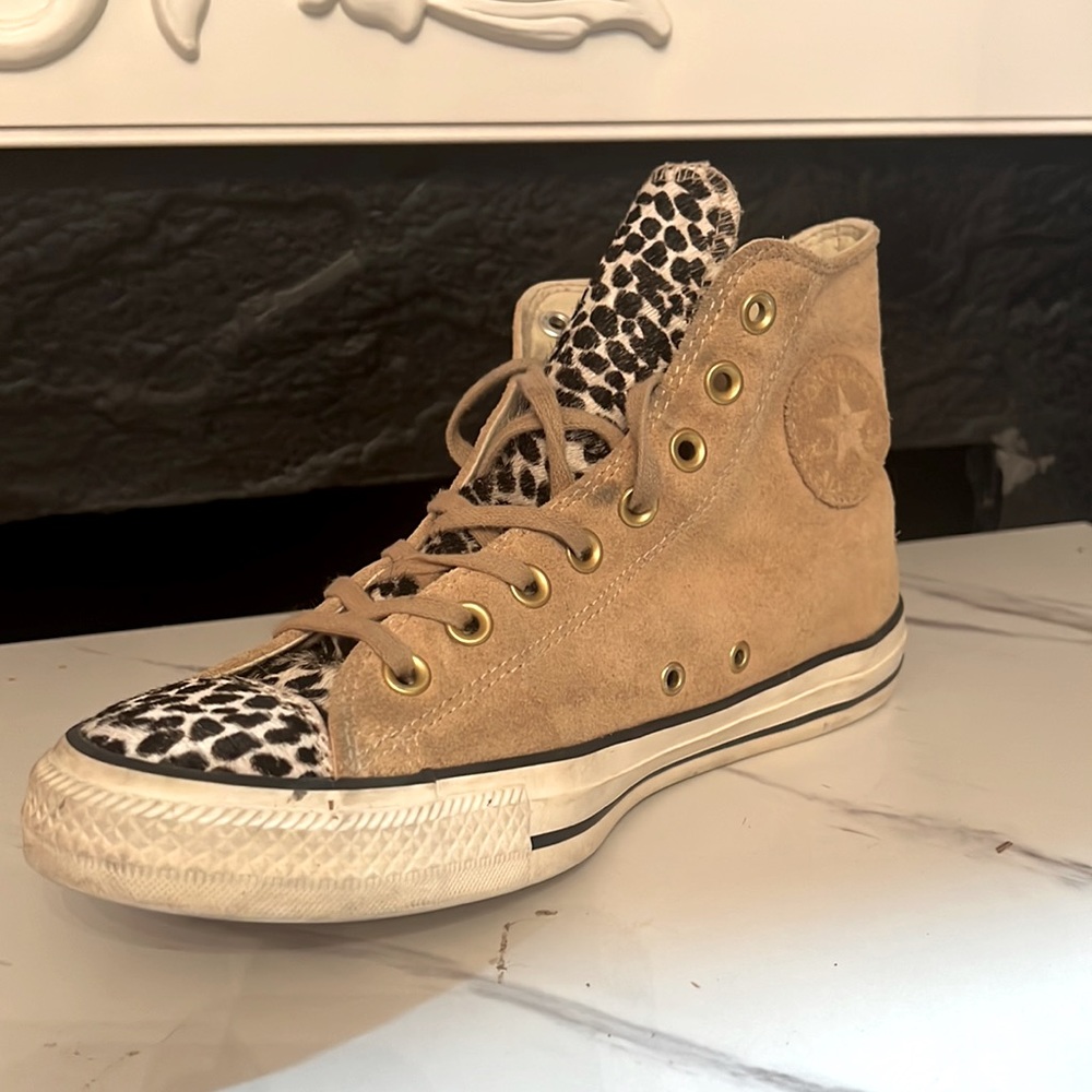 🔴Leather & pony hide converse